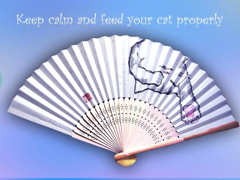 猫の扇子・猫道 cat japanese fan by michiya nakao 中尾道也