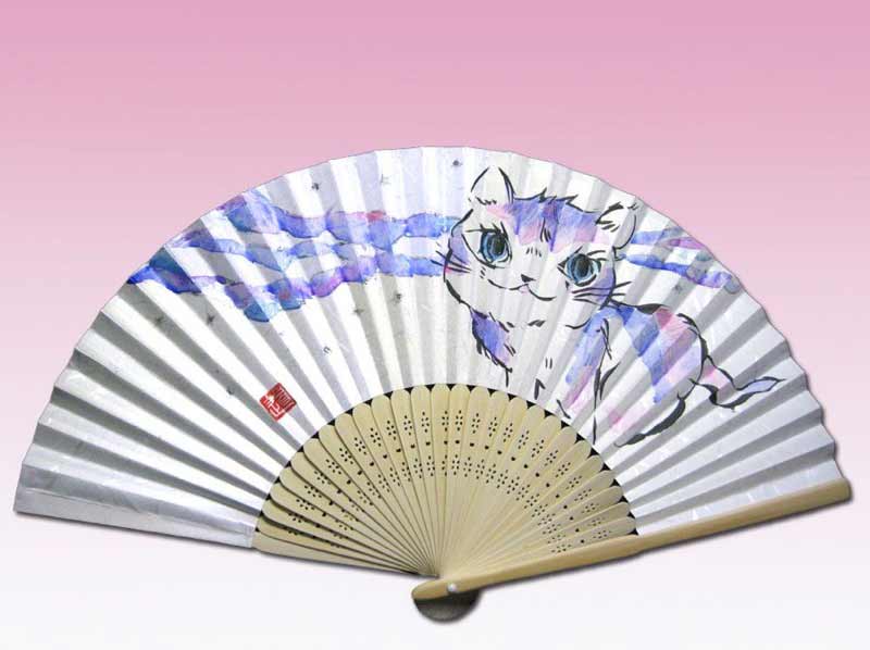 cat japanese fan by michiya nakao 中尾道也