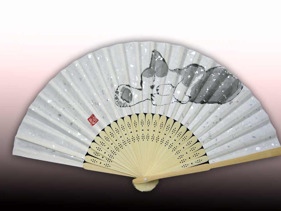 猫の扇子 cat japanese fan by michiya nakao 中尾道也