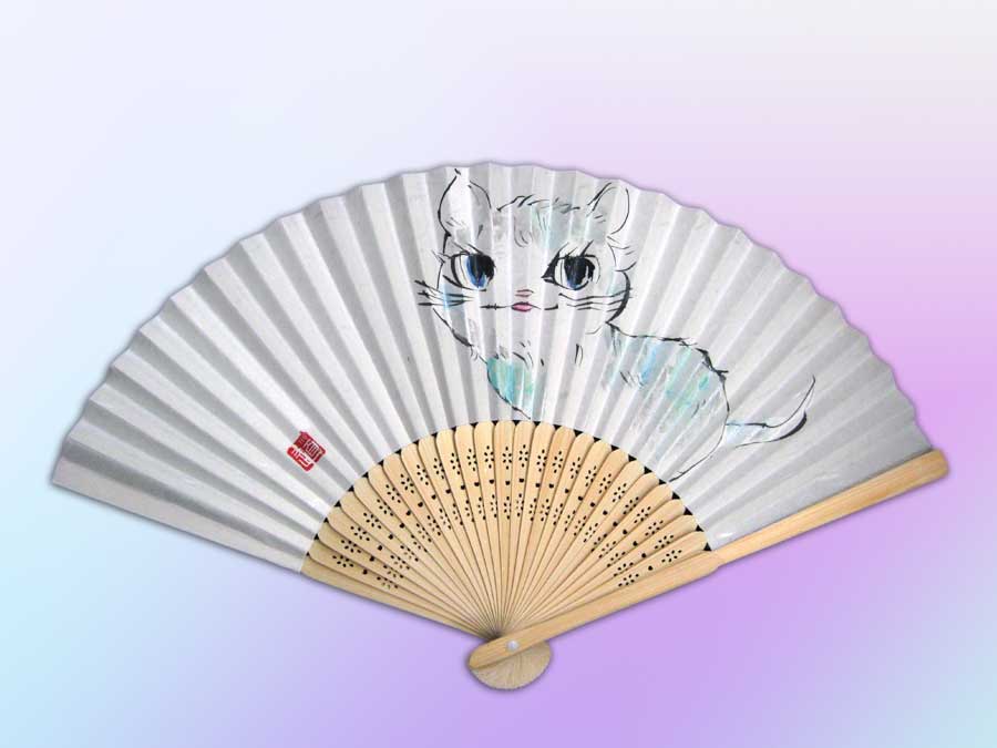 猫の扇子・猫道 cat japanese fan by michiya nakao 中尾道也