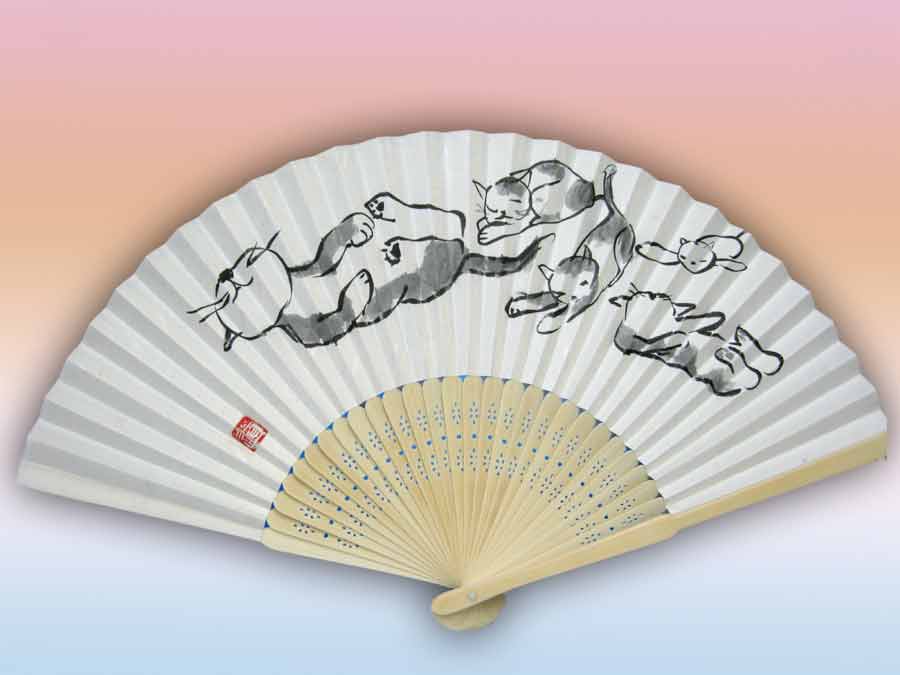 猫の扇子 cat japanese fan by michiya nakao 中尾道也