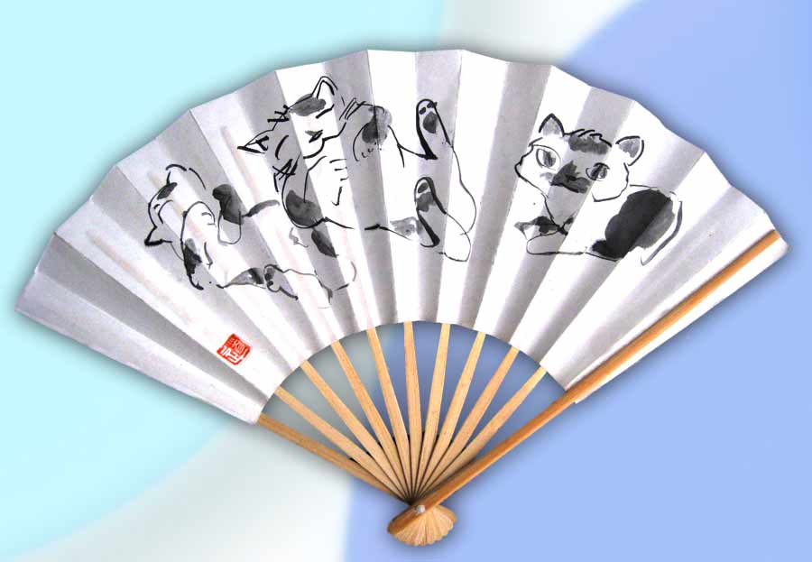 猫の扇子・猫道  中尾道也