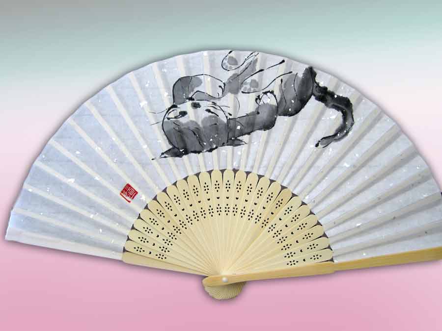 猫の扇子・猫道 cat japanese fan by michiya nakao 中尾道也