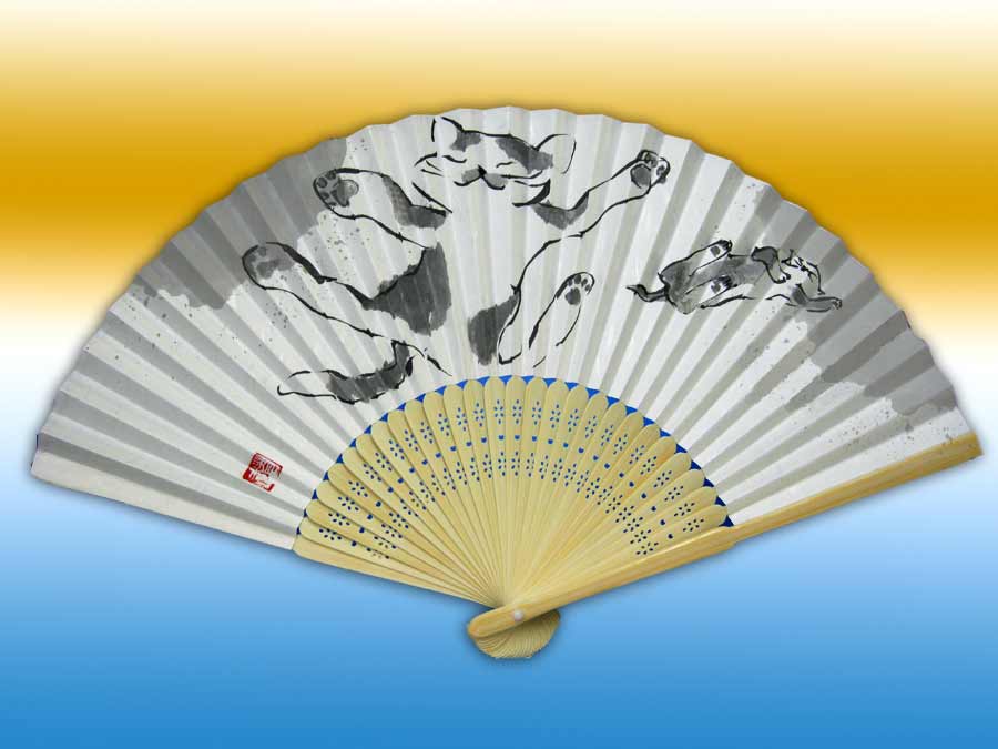 猫の扇子 cat japanese fan by michiya nakao 中尾道也