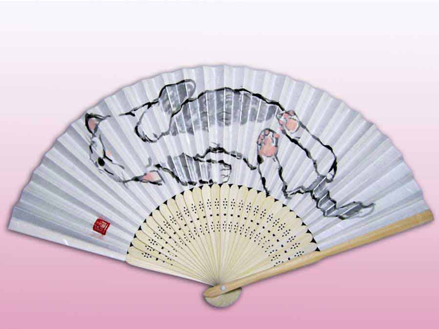猫の扇子・猫道 cat japanese fan by michiya nakao 中尾道也
