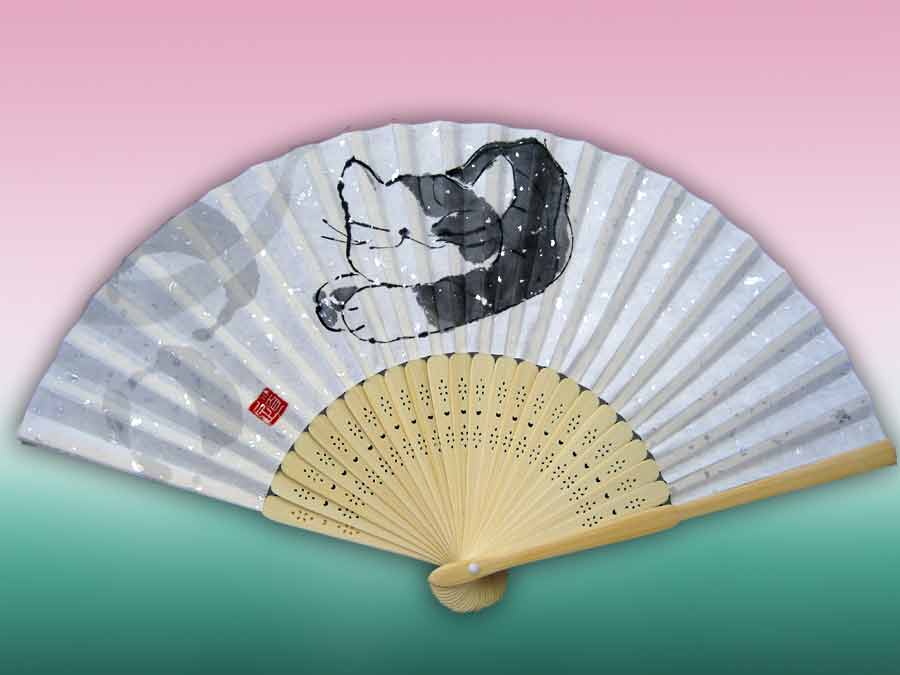 猫の扇子 cat japanese fan by michiya nakao 中尾道也