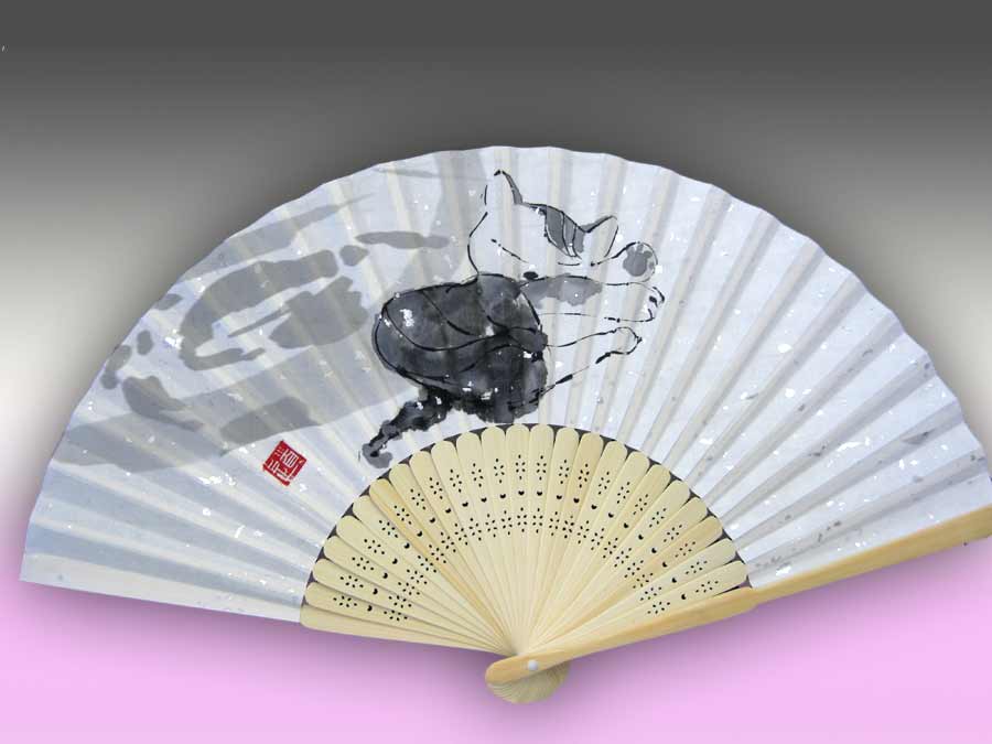 猫の扇子・猫道cat japanese fan by michiya nakao 中尾道也