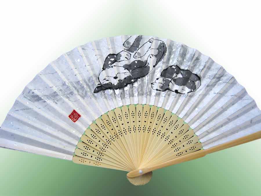 猫の扇子・猫道 cat japanese fan by michiya nakao 中尾道也