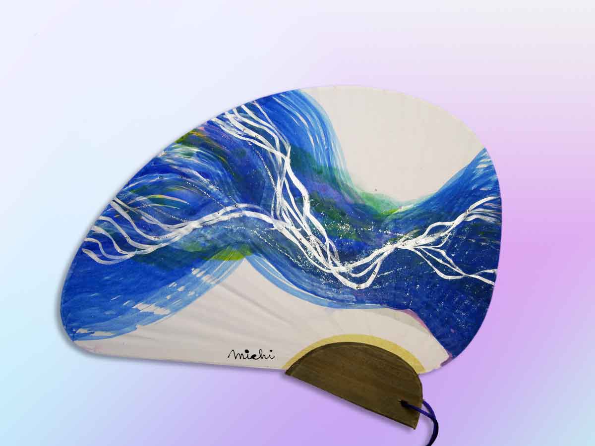 夏の雷 千鳥杉柄うちわ　中尾道也