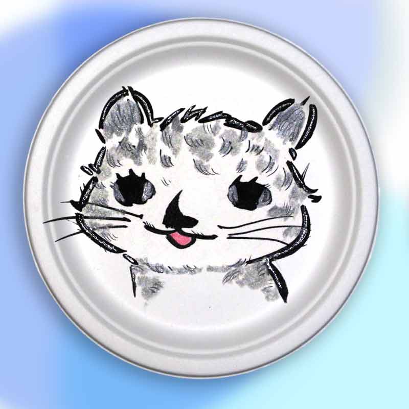 可愛いニャンコの絵の紙皿　cat paper plate by michiya nakao