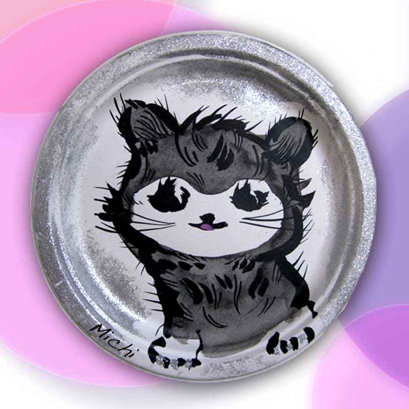 可愛いニャンコの紙絵皿　cat paper plate by michiya nakao