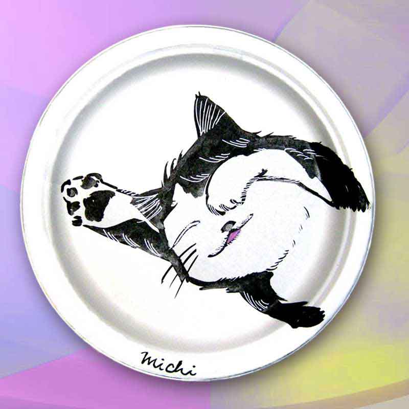 可愛いニャンコの紙絵皿　michiya nakao-nekomichi