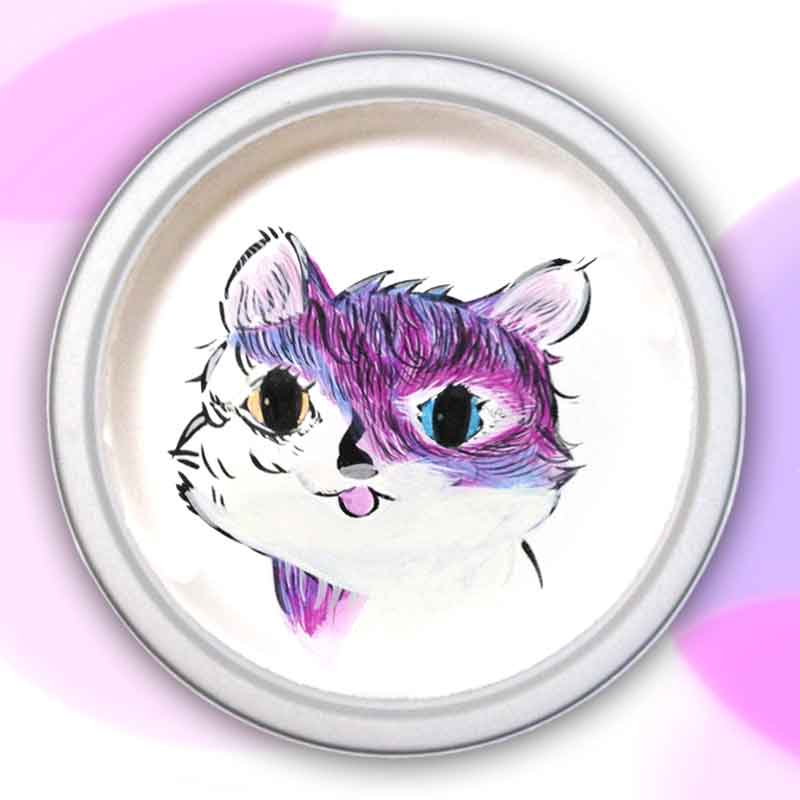 二色色の目をした猫の絵の紙皿　cat paper plate by michiya nakao