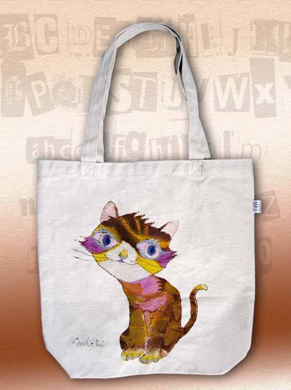 茶色多色ねこ-エコバッグ-中尾道也 猫道 nekomichi