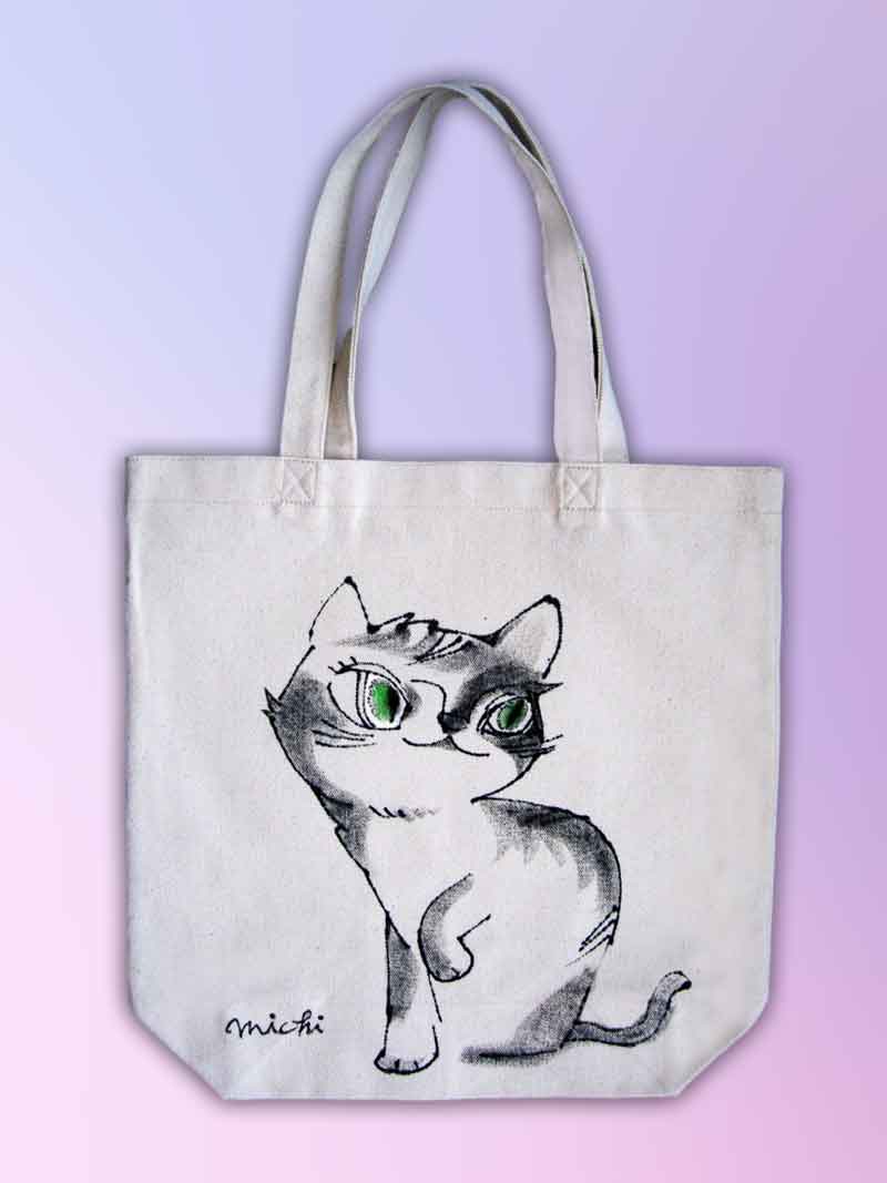 お手をした猫のエコバッグ　中尾道也　猫道