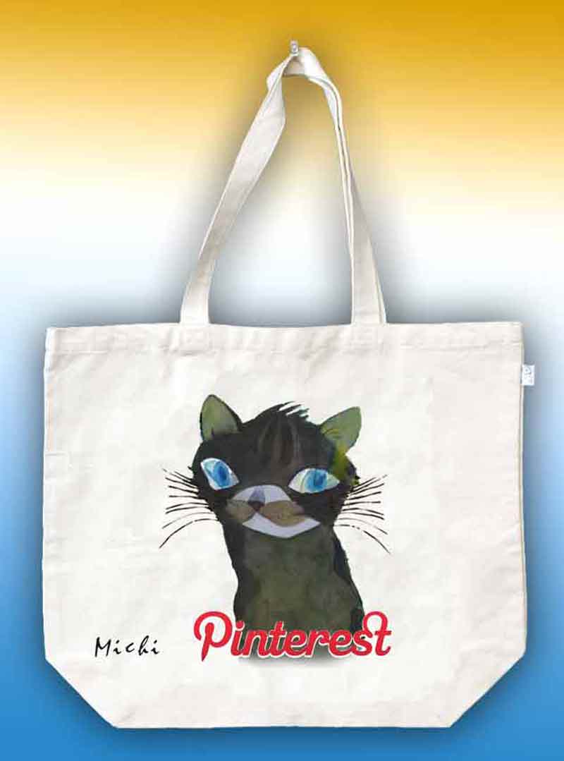 ピンタレストのロゴマークーねこ-エコバッグ-中尾道也 猫道 michiya nakao-nekomichi