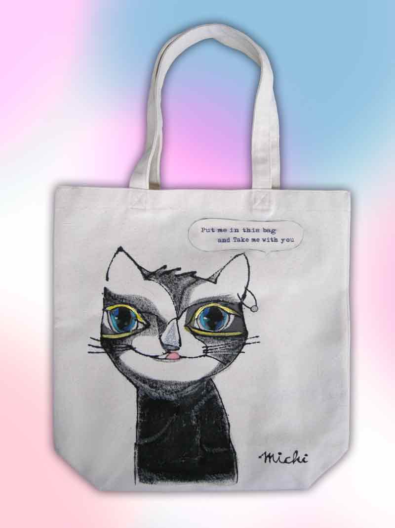 ピアスをした猫のエコバッグ
