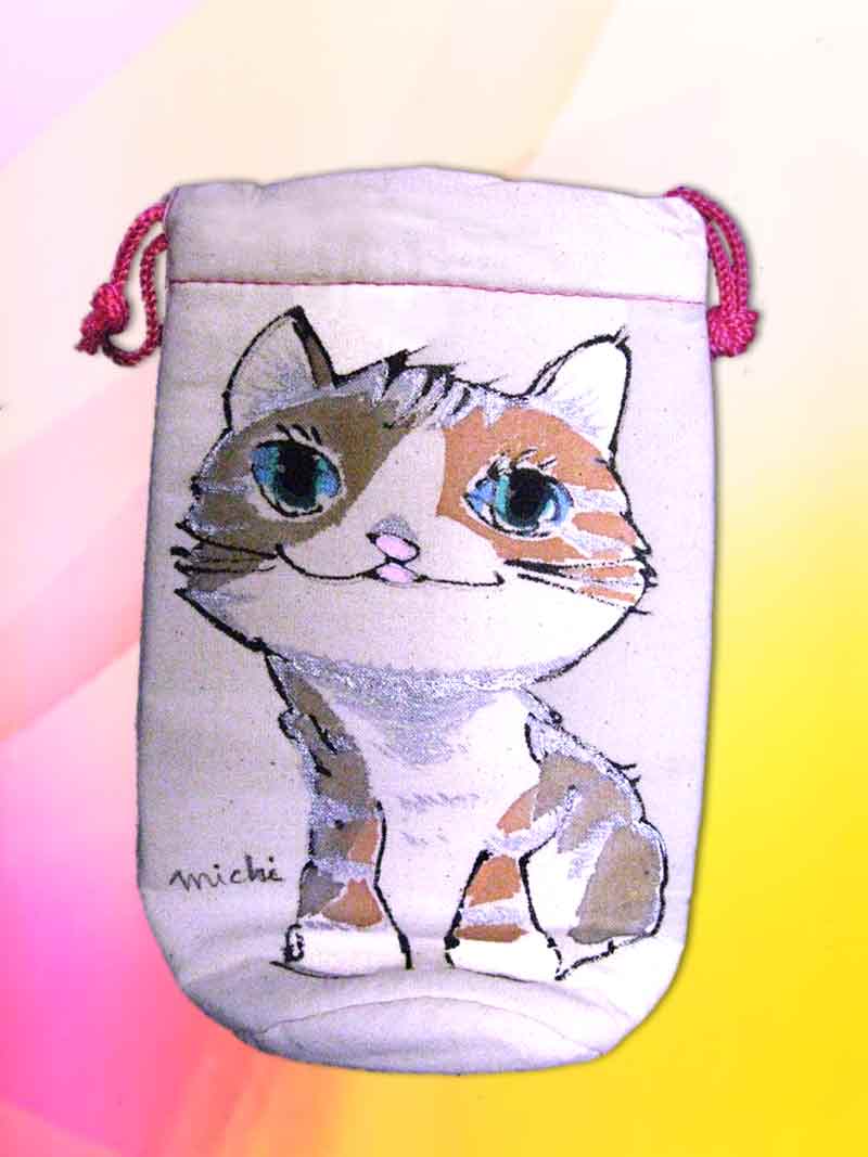 茶色の子ねこの絵ペツトボトルケース　