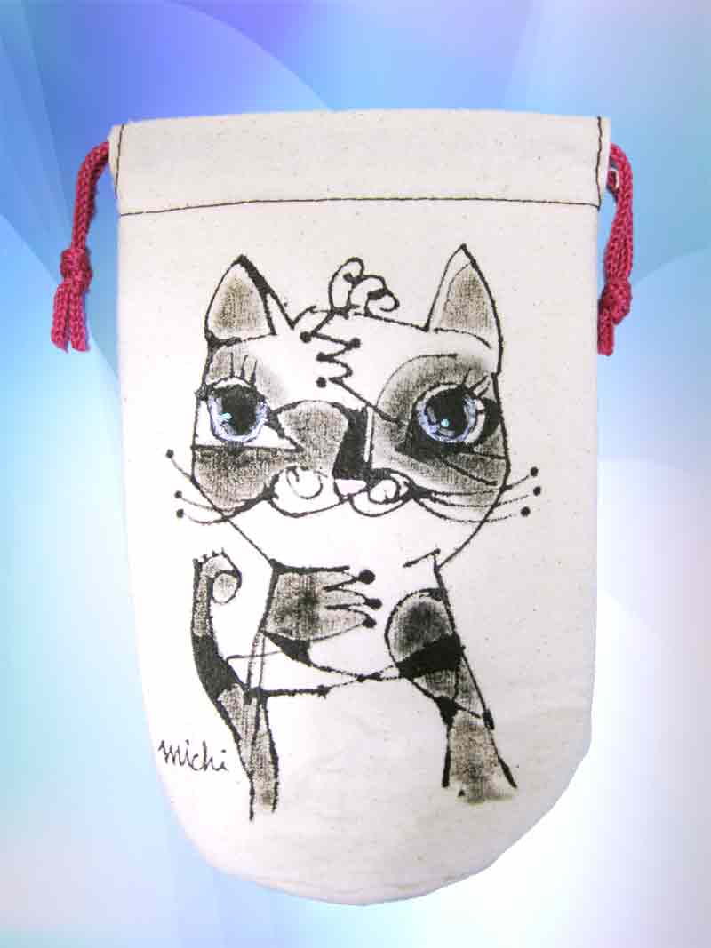 抽象画の柄のユニークな猫