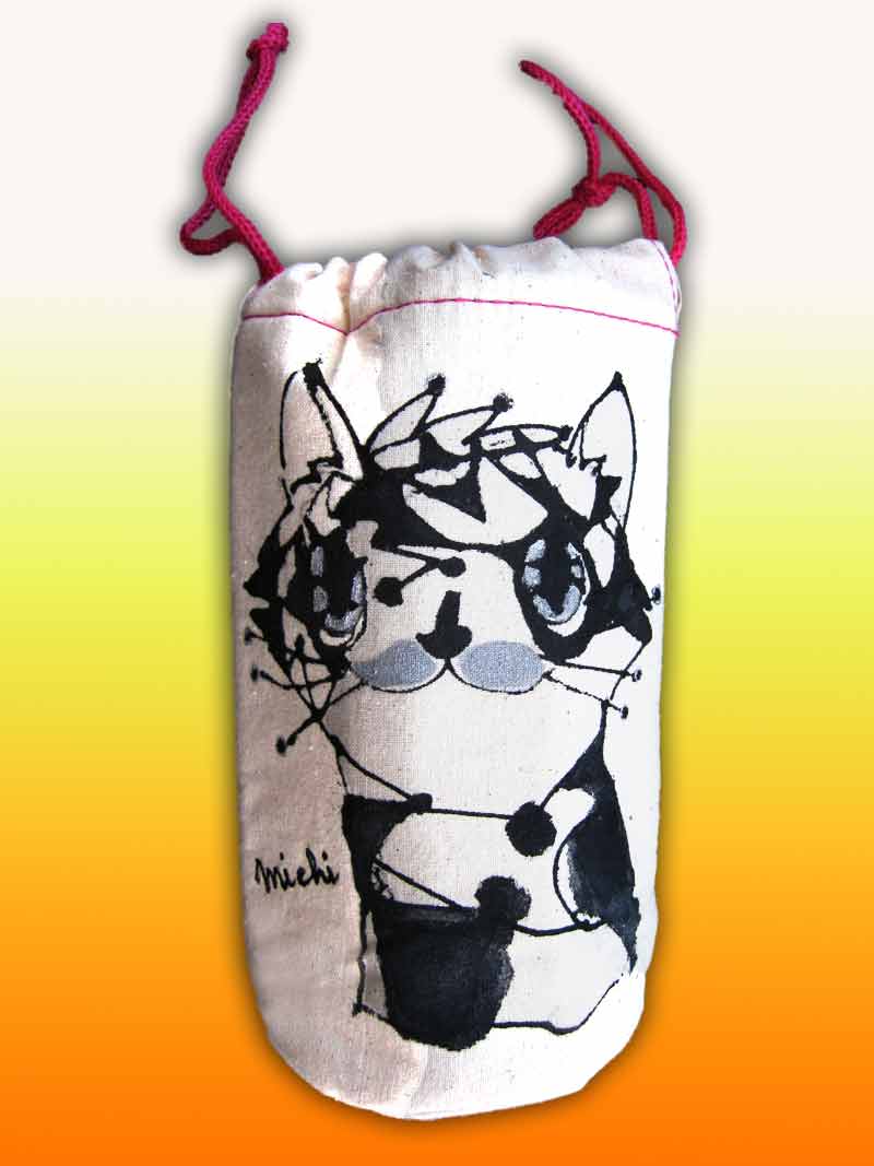 現代アートのねこの絵ペツトボトルケース　猫道