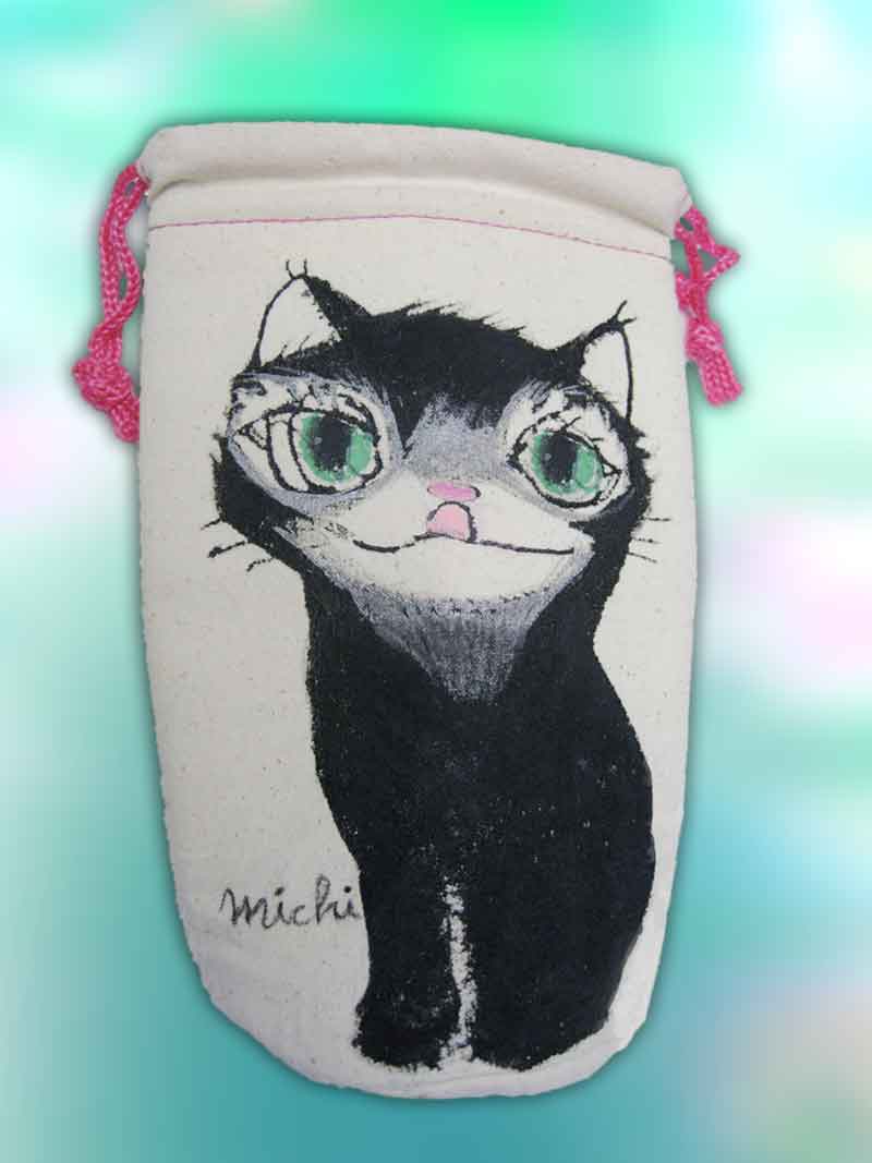 黒いニャンコの絵ペツトボトルケース